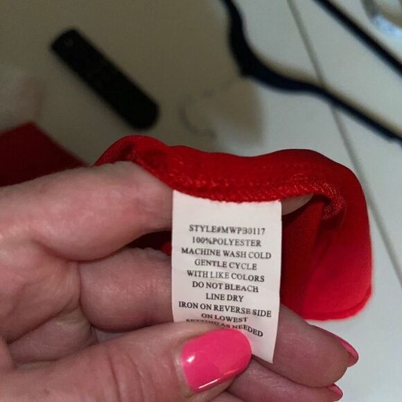 Notations red button down collared 3/4 sleeve blouse small - Picture 6 of 6